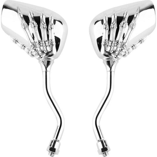 1 Pair Left Right Rear-view Mirror Universal Motorcycle Chrome Skull Hands Side Rear View Mirrors Motorcycle Levers Bar Part