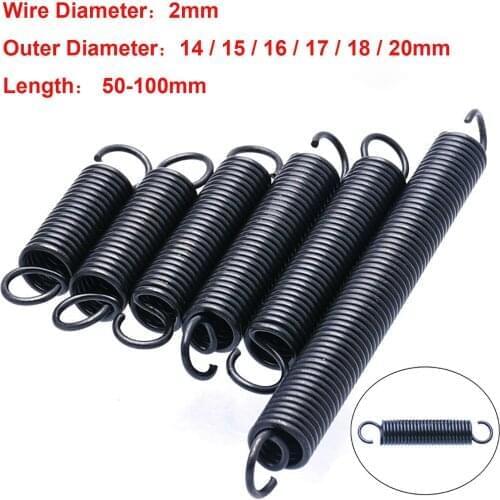 1Pcs 2mm Wire Diameter Tension Spring With Open Hook Extension Spring Pullback Spring Outer Diameter 14-20mm Length 50-100mm