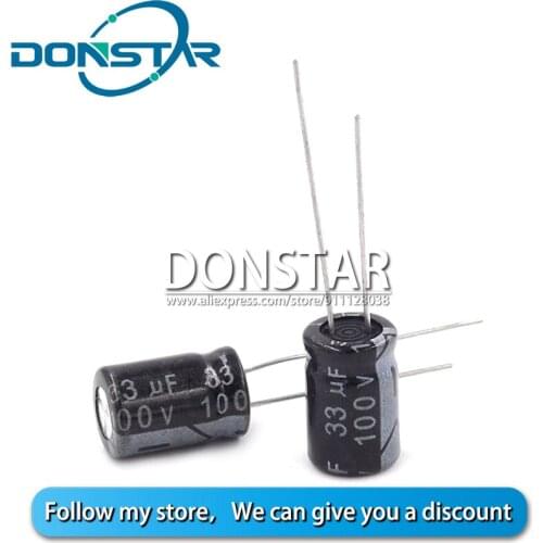20PCS 100V 33UF Electrolytic Capacitor 33UF 100V 8*12MM Aluminium Electrolytic Capacitor