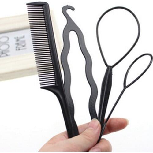 4 Pcs/set Women Comb Hair Brush Hair Twist Styling Tool for Girls Clip Stick Bun Maker Braid Tools Hair Accessories Hot Sale