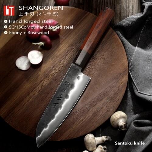7 Inch Hand Forged Kitchen Knife Japanese Style Octagonal Handle Meat Cleaver Chef Knife 5CR15 Stainless Steel Santoku Knife
