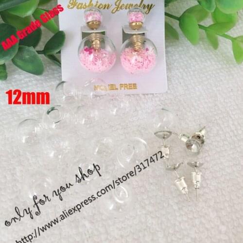 Freeship! 12X3mm Glass Bubble & Stud Earring Set DIY Glass Vial Pendant Earing
