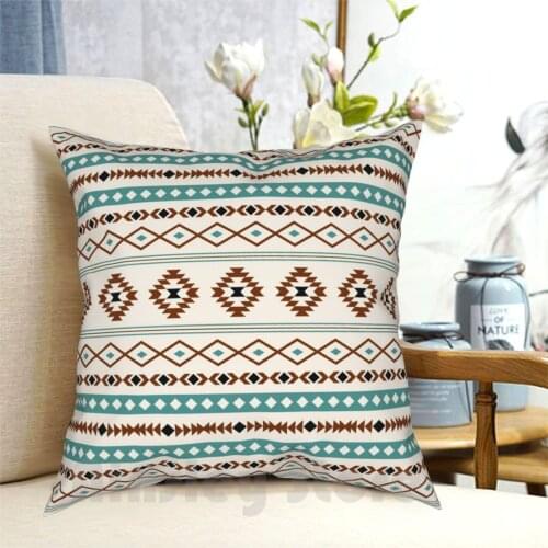 Aztec Teal Terracotta Black Cream Mixed Pattern Pillow Case Printed Home Soft Throw Pillow Aztec Pattern Bohemian Boho