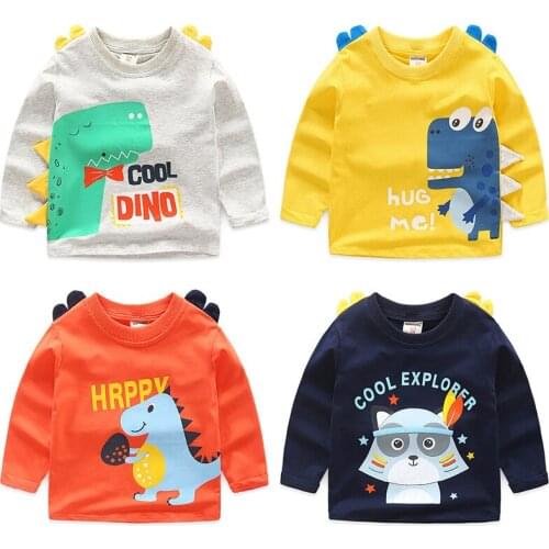 Childrens Long Sleeve T-shirt Baby Cartoon Boy T-shirt Girls Bottoming Shirt Kids Autumn Cotton Top Baby Cartoon Spring Clothes