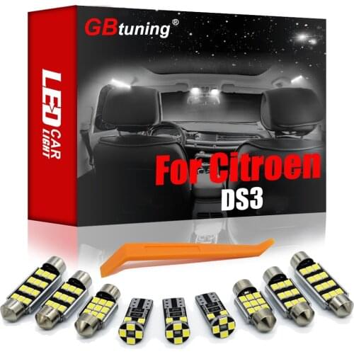 GBtuning Error Free LED Interior Light Kit 10PCS For Citroen DS3 ( 2009 to 2014 2015 ) Vehicle Indoor Trunk Lamp Accessories