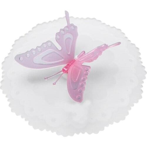 Beautiful Butterfly Silicone Leakproof Coffee Mug Suction Lid Cap Airtight Seal Cup Cover Home Decoration Drinkware A65