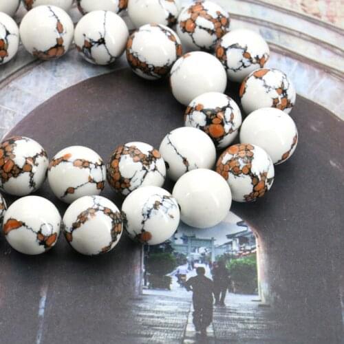 !White tiger skin round Turkey stone 10mm loose beads 15" DIY fit jewelry making design bracelet necklace gift
