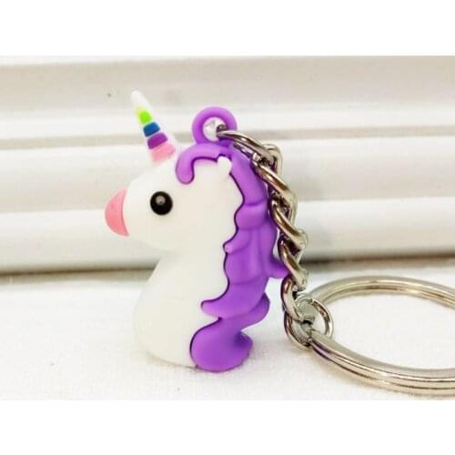 Cute Cartoon Unicorn Keychain Colorful Silicone 3D Animal Horse Key Chain Keyring Women Bag Charms Pendant Key Holder Xmas Gift