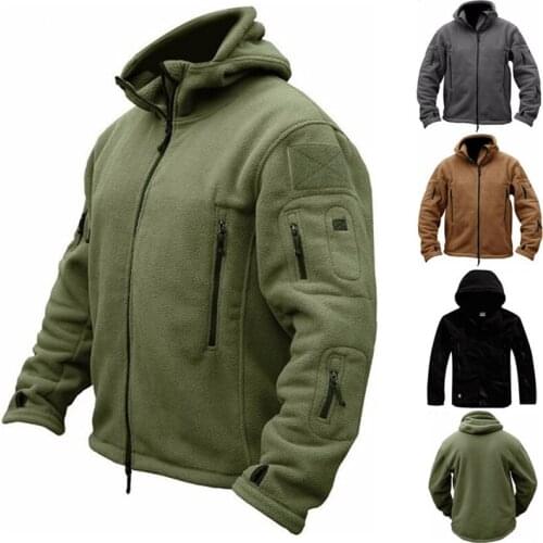 Tactical Army Fleece Jackets Men Winter Casual Thick Warm Multi-Pocket Hooded Coat Outwear Thermal Military Windbroof Jacket