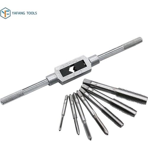 8pcs/set M3-M12 Tap Wrench Drill Set Hand Tapping Tools Metric Screw Thread Tap Twist Drill Bit Wrench Set
