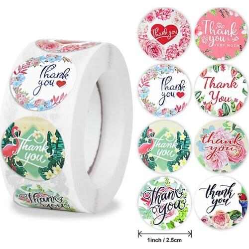 500pcs 1inch Thank You Stickers Round Seal Label Stationery Stickers Wedding Birthday Party Decoration Handmade Christmas Gifts