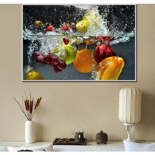 Fresh Fruit In Water Large Wall Posters Modern Fashion Canvas Painting Kitchen Home Decor HD Pictures For Living Room Unframed