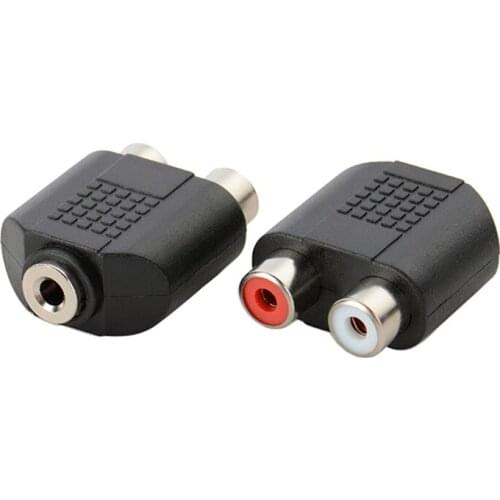 R9JA Brand New 3.5mm Female To 2RCA Female Red And White Dual-Channel Adapter 2PCs