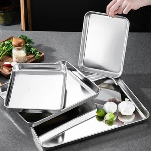 Stainless Steel Steamed Vermicelli Roll Plate Rectangular Liangpi Powder Plate Tray Restaurant Hotel Japanese Style Flat Base