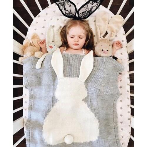 Instagram Fashionable Infant Newborn Baby Bedclothes Soft Skin Friendly Knitting Blanket Kid Smoothing Adorable Rabbit Blanket