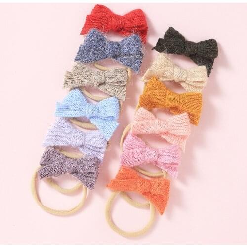 Baby Headband Girls Hairband Bow For Kids Woolen Head Band Winter Newborn Thin Nylon Headbands Infant Hair Accessories Elastic