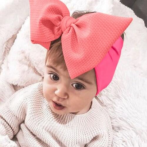 Newborn Baby Girls Bowknot Headband Stretch Hairband Solid Color Elastic Hair Band Hair Accessories Toddler Infant Headwear