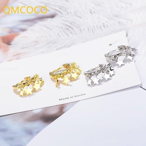 QMCOCO Terndy Tassel Stars-Shape Earrings 925 Silver Punk Design Birthday Party Jewelry Earring Jewelry For Women Couples Gifts