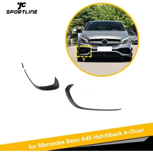 Front Bumper Fins for Mercedes-Benz A Class W177 Sedan A45 AMG 2016 - 2018 Carbon Fiber Canards Splitters