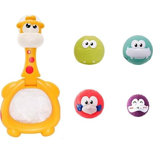 Giraffe Net Bath Fishing Toy Hoop Shower Toy Bathtub Water Game Play Set Giraffe Floating Childrens Bath and Water Toy