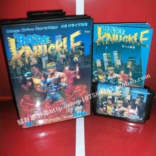 Sega MD game - Bare Knuckle with Box and Manual for 16 bit Sega MD game Cartridge Megadrive Genesis system