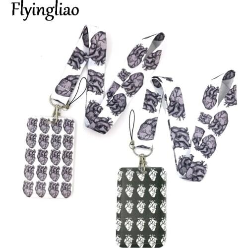 Heart Organ Medical Anime Lanyard Badge Holder ID Card Lanyards Mobile Phone Rope Key Lanyard Neck Straps Keychain Key Ring