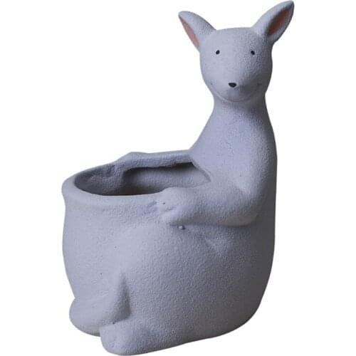 Nordic Kangaroo Shape Ceramic Succulent Planter Animal Cactus Flower Pot Miniature Holder Gardening Container Home Backyard
