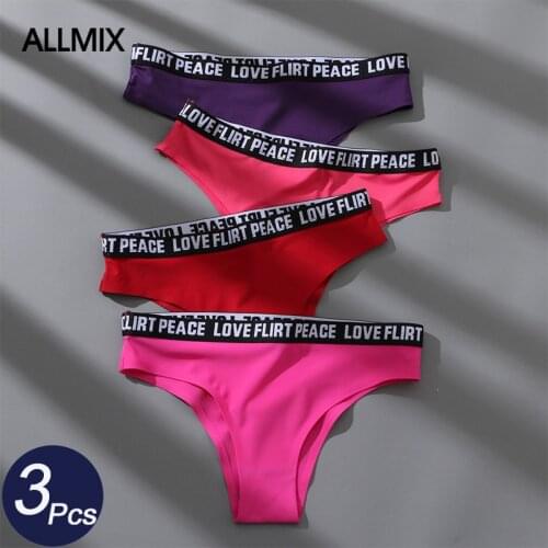 ALLMIX 3Pcs/lot Sexy Womens Sport Panties Set Underwear Seamless Thongs Low Waist Letter G-String Comfort Lady Lingerie Tanga