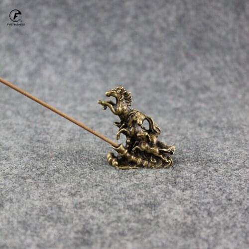 Solid Brass Running Horses Small Statue Ornaments Home Decor Incense Burner Living Room Decorations Animal Incense inserted