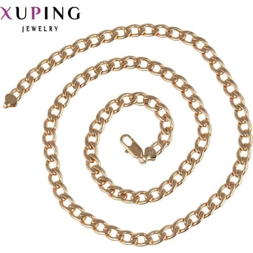 Xuping Fashion Necklace New Design Big Long Necklace Gold Color Plated Necklace Women Men Chain Jewelry Top Sale 42335