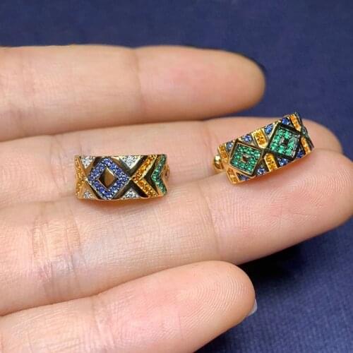 SLJELY S925 Sterling Silver Multicolor Stripes Tribal Ear Bone Cuff Women Yellow Gold Color Sliding Mana Single Clip Earring 1pc