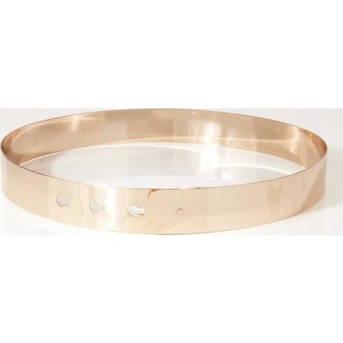 Women Punk Full Metal Mirror skinny Waist Belt Metallic Gold Plate 3cm Wide Chains Lady ceinture sashes for dresses BL02-2