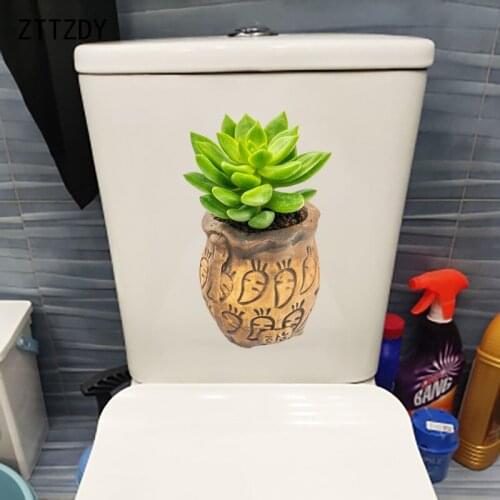 ZTTZDY 15.6×25.2CM Succulent Green Plants Home Room Wall Decoration Freash Bathroom Toilet Stickers T6-0097
