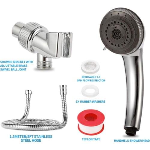 1Set 7 Functions Shower Head 360 Degree Rotary High Pressure Handheld Showerhead