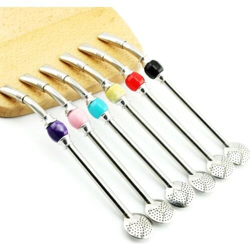 1Pcs Stainless Steel Yerba Mate Tea Bombilla Gourd Drinking Straw Removable Filter Spoon Cleaning Brush Drinking Accessories