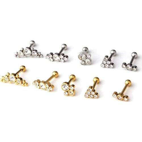 2021 New 1PC Opal Cartilage Helix Tragus Stud Earring Zircon Ear Stainless Steel Ear Bone Stud Bar Piercing Body Jewelery