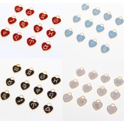 12pcs/lot 12*14mm 12 Constellation Charms Double Face Enamel Charms Charms pendants jewelry making Handmade craft ccessories