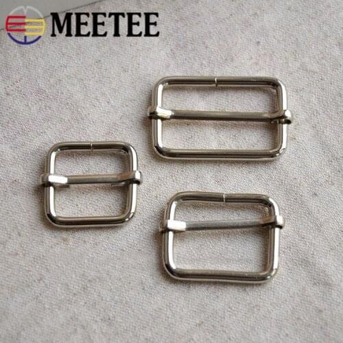 20pc Meetee 20/25/32mm Rectangle Metal Tri-Glide Buckles 3mm Thick Bag Strap Luggage Roller Pin Buckle Hardware Part Accessories