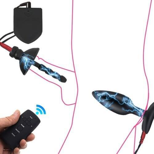 2021 Electric Shocker Anal Plug Penis Urethral Expander Dilator Butt Plug Prostate Massager Medical Themed Sex Toys For Men Bdsm