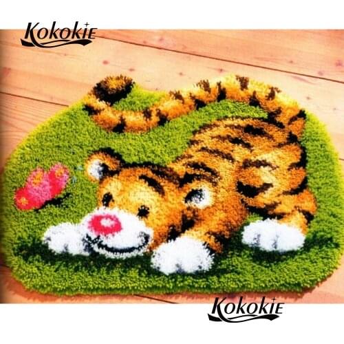 Handmade 3d tapijt latch hook kits rug printed tiger carpet diy needle for carpet embroidery handwerken knooppakket