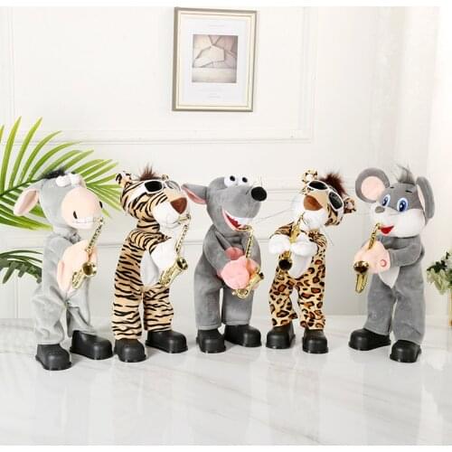 40cm Singing Dancing ElectricTiger Plush Toys Cartoon Mouse Pink Panther Stuffed Animals For Children Birthday Gift