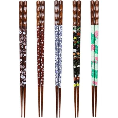 5 Pairs Wooden Japanese Style Chopsticks Reusable Retro Good Luck Tableware Dinning Eating Chopstick For Gift Sushi Food