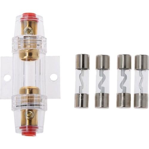 Car Audio Stereo Inline AGU Fuse Holder 4 / 8 Gauge Wire + 4pcs 30 AMP Fuses