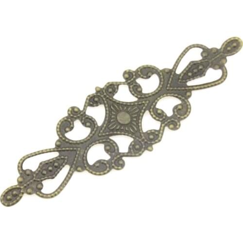 Free shipping Retail 5Pcs Antique Bronze Filigree Wraps Connectors Metal Crafts Gift Decoration DIY Findings 9.2x2.8cm F0463