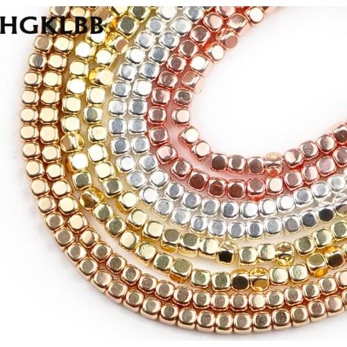 HGKLBB Natural Stone Square cube Hematite beads 3mm 145pcs loose Spacer Beads For Jewelry Making Diy Bracelets Necklace Findings