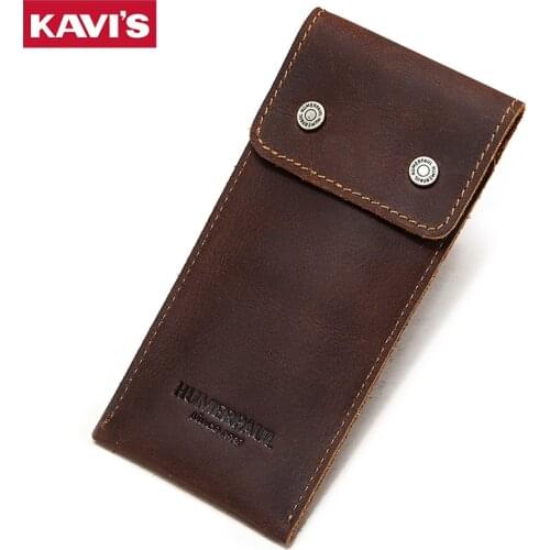 KAVIS Genuine Leather Watch Box Bracelet Storage Bag Portable Protection Leather Pouch Watch Pouch Bag Case for Men and Women