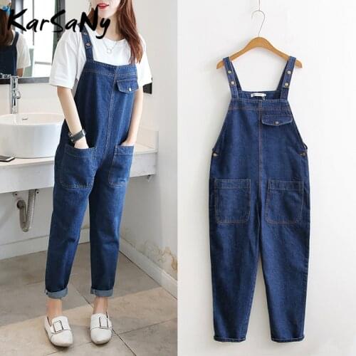 KarSaNy Denim Overalls Jeans Women Jumpsuit Denim Plus Size Jeans Woman Plus Size Blue Jean Overalls For Women Elegant Autumn