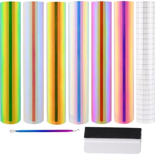 FOSHIO Tool Set Holographic Opal Adhesive Vinyl Permanent Craft Adhesive Sheets Sticker Design Glass Car Styling Squeegee Kit
