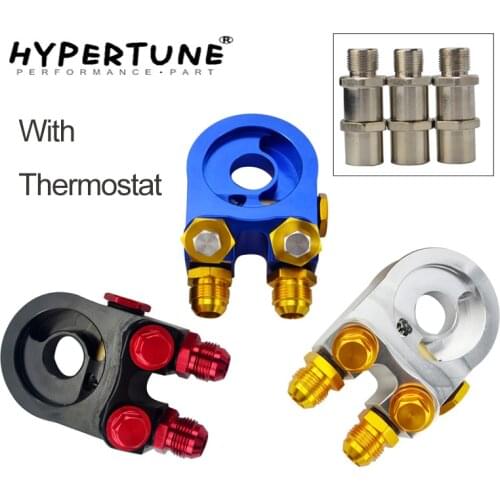 Hypertune - Aluminum AN10 oil cooler adapter oil filter sandwich adapter Turbo With Thermostat And Fitting 3/4-16 UNF M20*1.5
