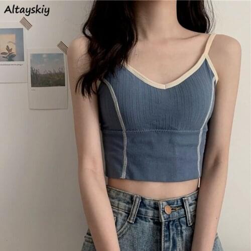 Camisole Women Summer Crop Slim Sexy Solid 5-colors All-match Inside Girls Sweet Strap Bright Line Korean Leisure Comfortable
